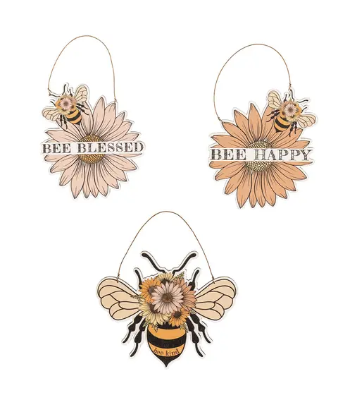 Blessed Bee Flower Ornaments, 3/Set