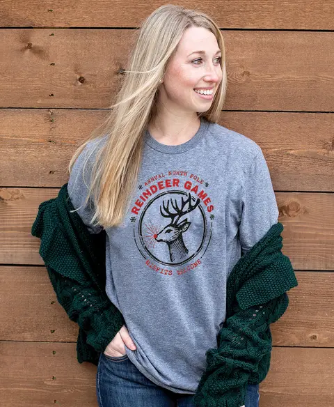 Reindeer Games T-Shirt, Graphite Heather, XXL, L210XXL