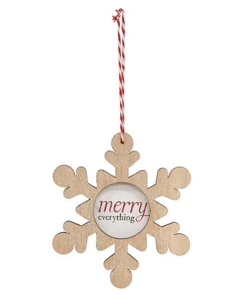 Merry Everything Wooden Snowflake Ornament, 3 Asstd.