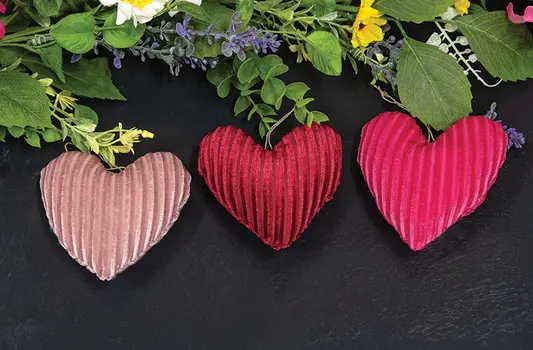 Stuffed Chenille Valentine Heart Ornament - 3 Asstd., CW5068