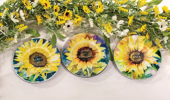 Sunflower Trinket Trays 3 Asstd., 39041