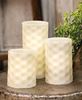 Picture of White Geometric Pillar Candle, White Light, 3.5”