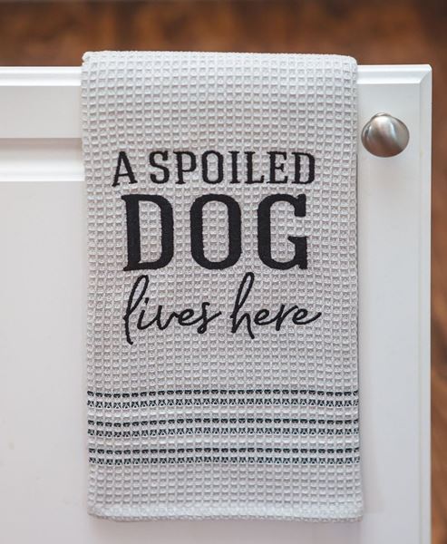 Picture of A Spoiled Dog Lives Here Dish Towel