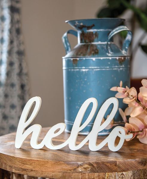 Picture of White Hello Cut-Out Script Hanger