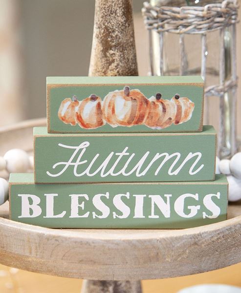 Picture of Autumn Blessings Pumpkin Stacked Blocks, 3/Set