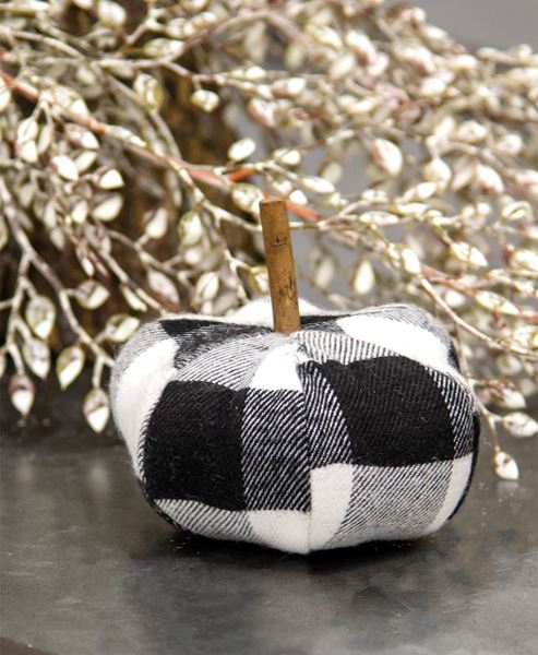 Picture of Black & White Buffalo Check Stuffed Pumpkin, 3"