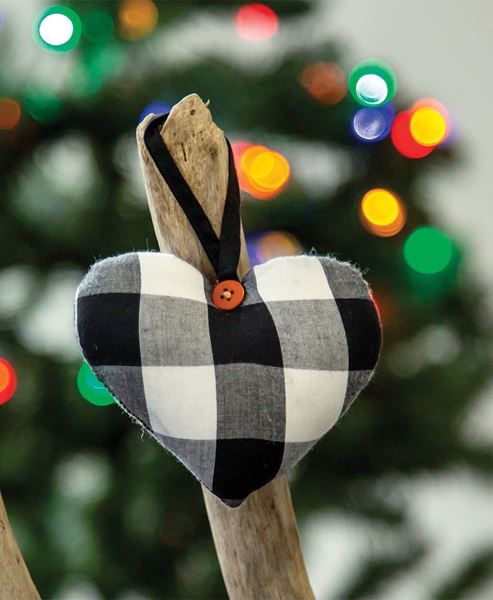 Picture of Black & White Buffalo Check Heart Ornament