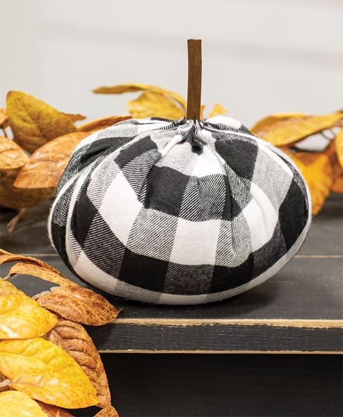 Picture of Black & White Buffalo Check Stuffed Pumpkin 5.5"