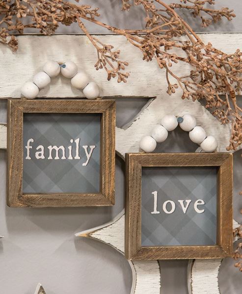 Picture of Love and Family Beaded Plaid Mini Frame, 2 Asstd.