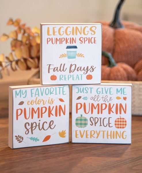 Picture of Pumpkin Spice Everything Square Block, 3 Asstd.