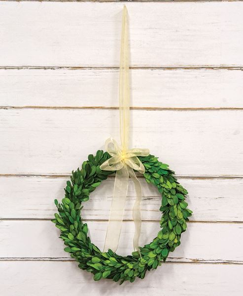 Picture of Preserved Boxwood Ring with Ribbon, 10" Dia.