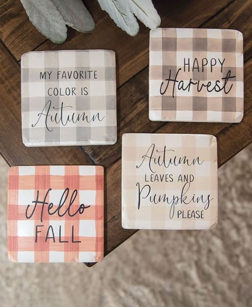 Picture of Fall Gingham Resin Coasters, Set/4