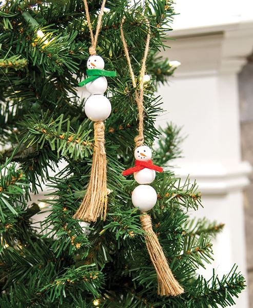 Picture of White Bead Snowman Ornament, 2 Asstd.