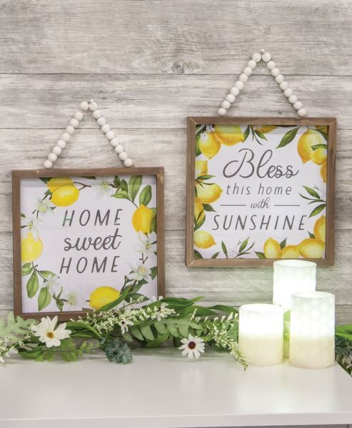 Picture of Home Sweet Home Lemons Beaded Framed Sign, 2 Asstd.