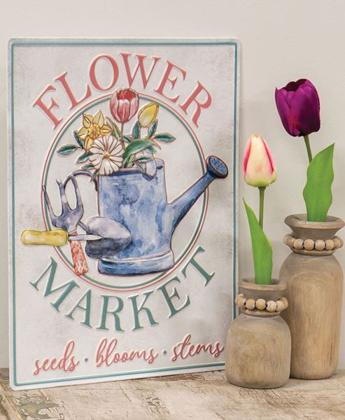 Picture of Flower Market Seeds Blooms Stems Metal Sign