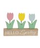 Picture of Hello Spring Pastel Tulips Wood Sitter