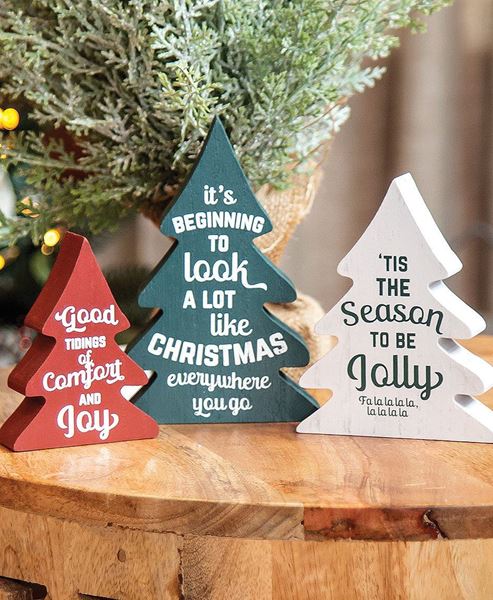 Picture of Christmas Carol Wooden Trees, 3/Set