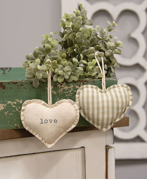 Picture of Love & Stripe Fabric Heart Ornament, 2 Asstd.