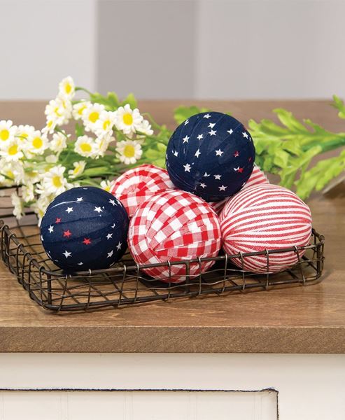 Picture of Americana Gingham Rag Balls, 6/Set