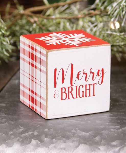 Picture of Merry & Bright Plaid Six-Sided Block