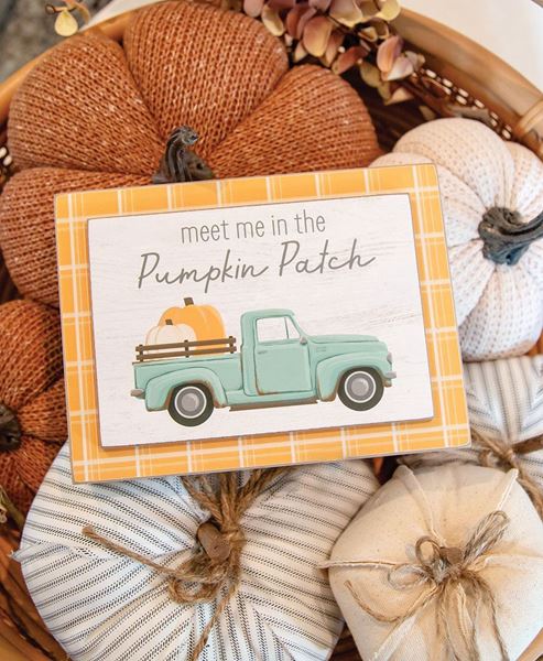 Picture of Meet Me in the Pumpkin Patch Blue Pumpkin Truck Layered Box Sign