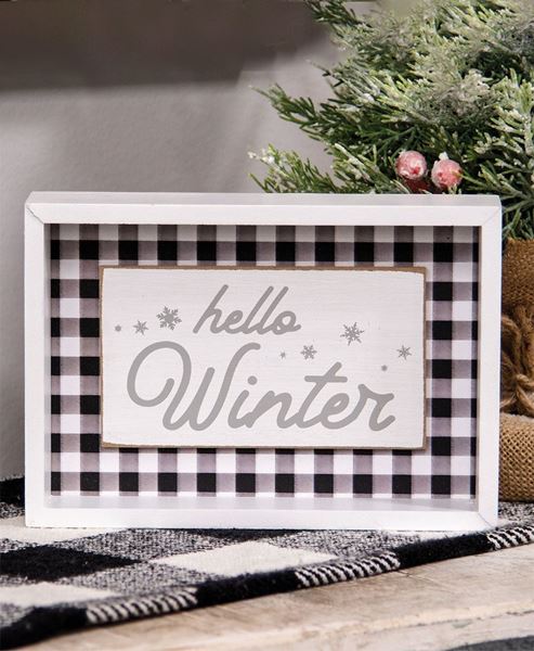 Picture of Hello Winter Buffalo Check Shadowbox Sign