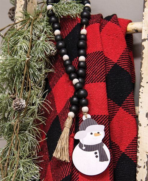 Picture of Black & White Bead Garland with Snowman