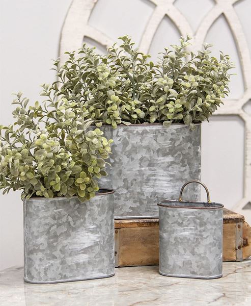 Picture of Galvanized Oval Wall Planters, 3/Set