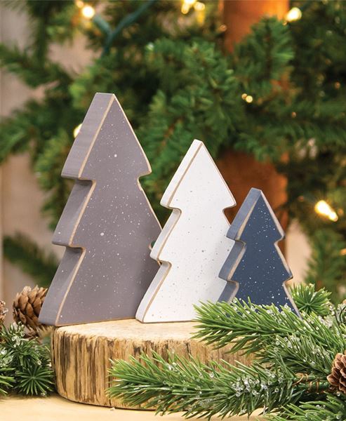 Picture of Chunky Snowy Christmas Tree Sitters, 3/Set