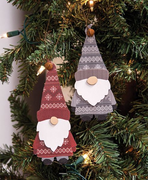 Picture of Layered Wooden Sweater Gnome Ornament, 2 Asstd.