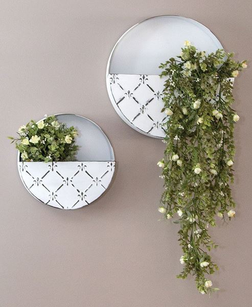 Picture of Whitewashed Galvanized Fleur De Lis Wall Pockets, 2/Set