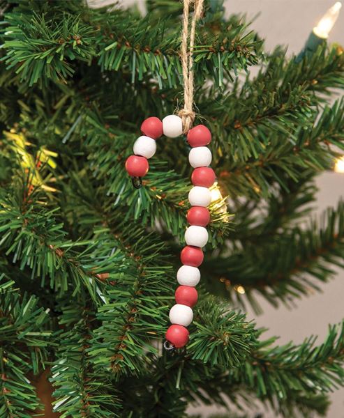 Picture of Mini Wooden Bead Candy Cane Ornament