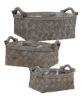 Picture of Graywashed Rectangle Baskets w/Wooden Handles, 3/Set