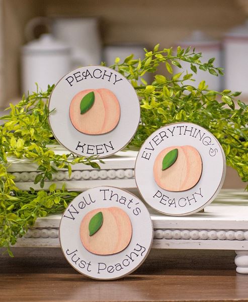 Picture of Peachy Keen Mini Round Easel Sign, 3 Asstd.