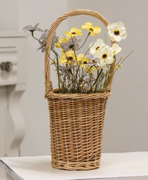 Picture of Natural Willow Flower Basket w/Handle