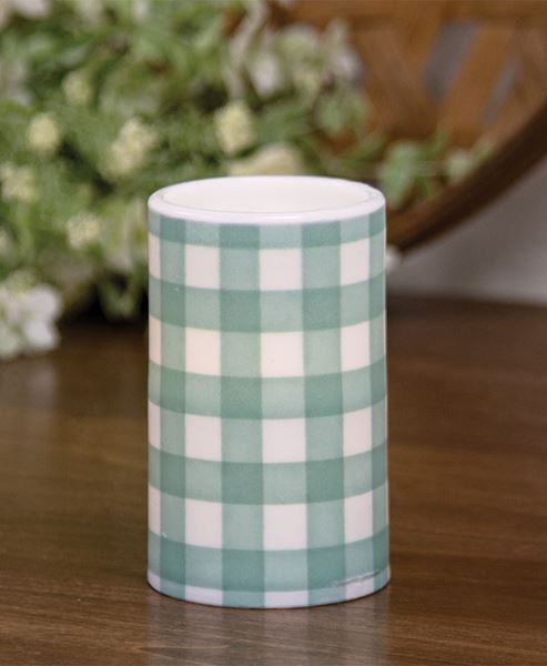 Picture of Green Gingham Timer Pillar, 3"x5"