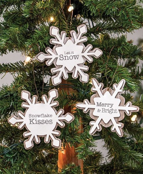 Picture of Merry & Bright Layered Snowflake Ornaments, 3/Set