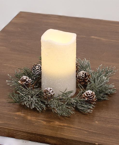 Picture of Iced Weeping Pine Candle Ring, 4"