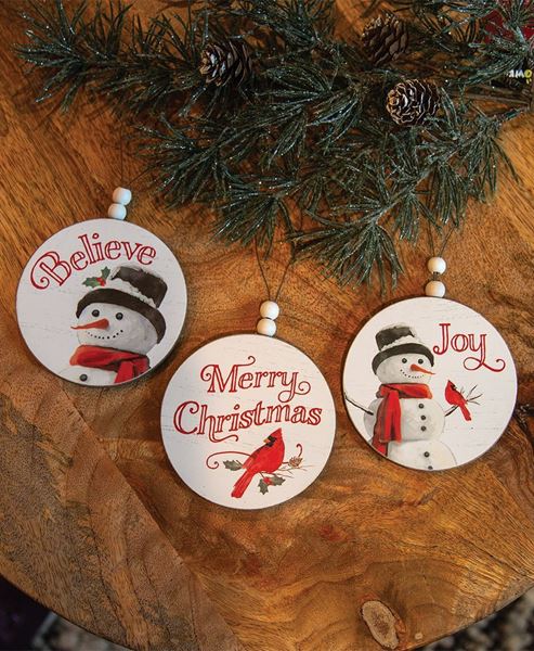 Picture of Winter Word Snowman Round Beaded Ornament, 3 Asstd.