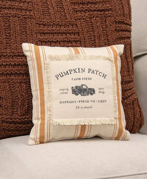 Picture of Pumpkin Patch Orange Ticking Stripe Pillow, 10" Sq.