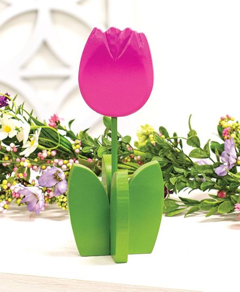 Picture of Pink Wooden Dimensional Tulip Sitter