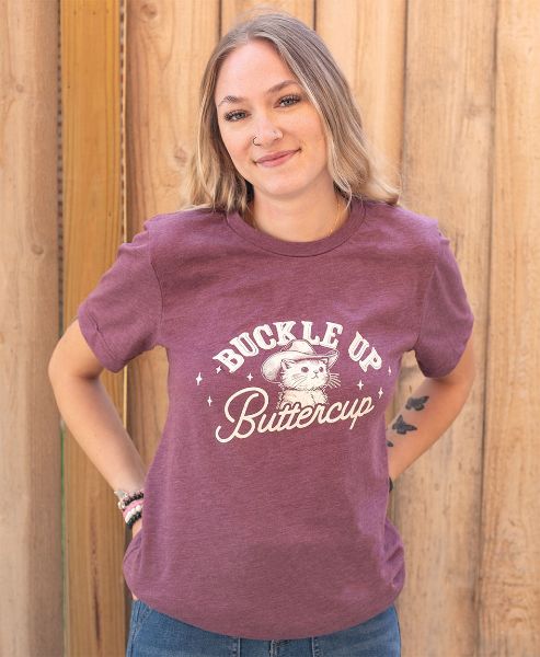 Picture of Buckle Up Buttercup T-Shirt, Heather Maroon XXL