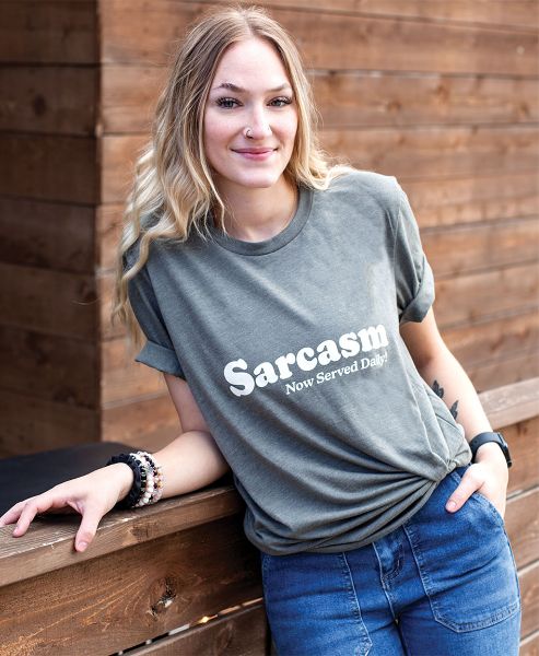 Picture of Sarcasm Now Served Daily T-Shirt, Heather Military Green XXL