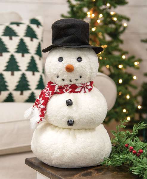 Picture of Stuffed Sherpa Snowman In Top Hat & Scarf, 15"H