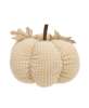 Picture of Ivory Waffle Weave Pumpkin w/Burlap Leaves, 7" Dia.