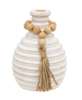 Picture of Distressed White Wooden Beaded Athens Vase, 6"H