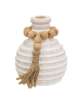 Picture of Distressed White Wooden Beaded Athens Vase, 4.75"H