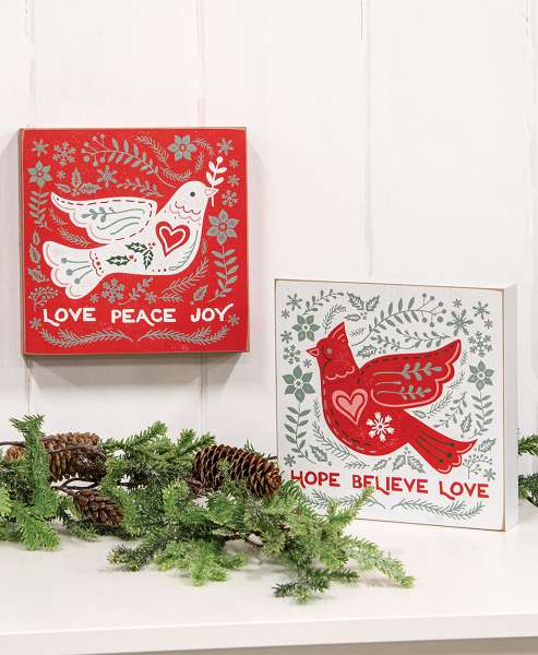 Picture of Winter Floral Dove Hope Box Sign, 2 Asstd.