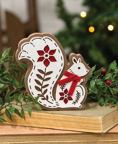 Picture of Laser Cut Poinsettia Squirrel Sitter