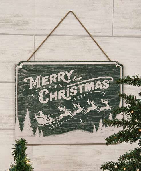 Picture of Snowy Santa & Sleigh Merry Christmas Sign